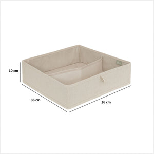 Skuffeorganiser 2 rom M beige 36x36 cm – mål og dimensjoner