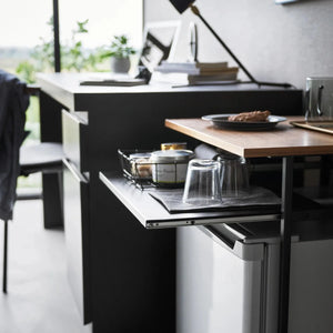 Sidebord med treplate og uttrekkbar hylle sort 53 x 45 x 66,8 cm - Lindas Dekor