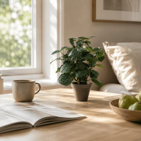 Pilea kunstig plante grønn med potte 35 x 25 cm - Lindas Dekor Kunstige planter