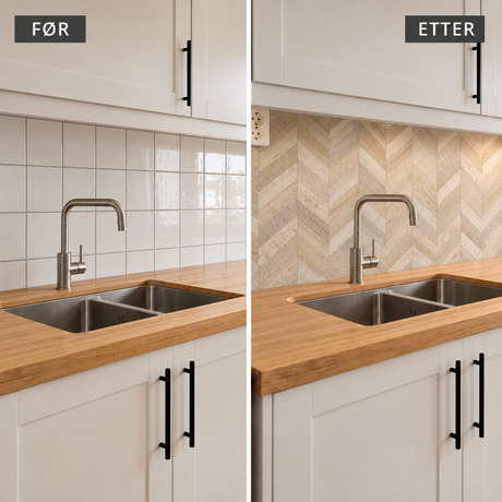 10-pk Nordic Chevron selvklebende veggfliser - Lindas Dekor Veggfliser