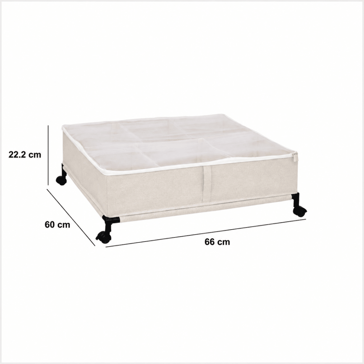 Oppbevaringsboks under seng med hjul beige 66 x 60 cm - Lindas Dekor Oppbevaringsboks