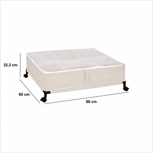 Oppbevaringsboks under seng med hjul beige 66 x 60 cm - Lindas Dekor Oppbevaringsboks