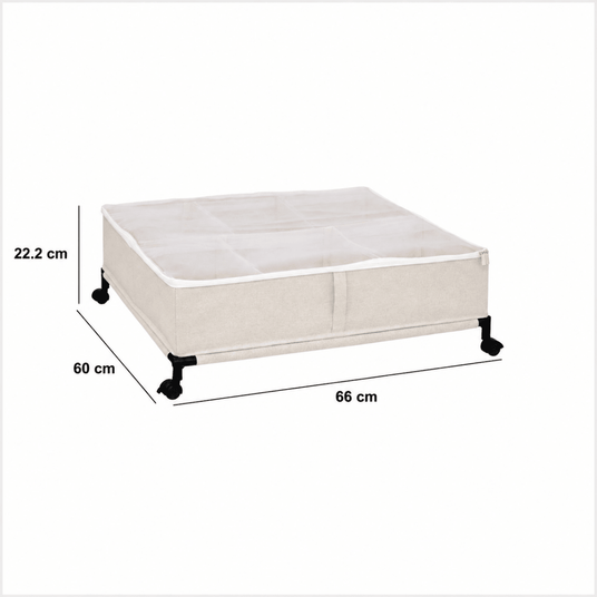 Oppbevaringsboks under seng med hjul beige 66 x 60 cm - Lindas Dekor Oppbevaringsboks