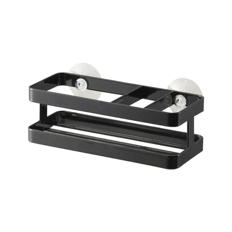 Svart sink organizer med sugekopp for ryddig og funksjonell kjøkkenvask