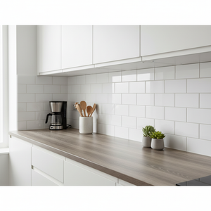 Glasgow oak kontaktplast på kjøkkenbenk