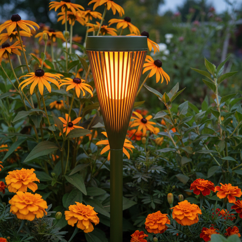 Green solar flame light rudbeckia