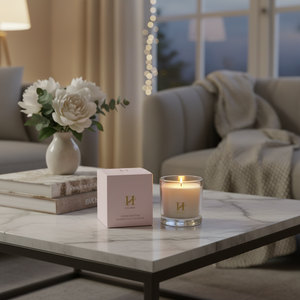 Celine duftlys med frisk og søt bringebærduft i elegant glass