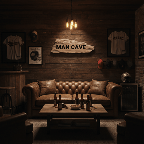 Skilt naturfarget MAN CAVE 51,5 x 17 cm - Lindas Dekor Skilt
