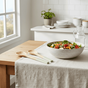 4. Salatbestikk i tre brukt til servering av grønn salat
