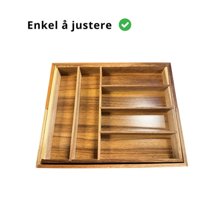 Justerbar besticklåda i bambus med in- och utskjutbara sidopaneler