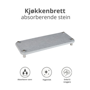 Grått diatomittbrett til kjøkkenbenk med absorberende og hurtigtørkende egenskaper