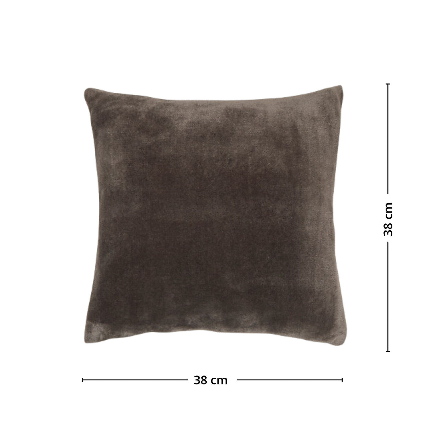 Ollis mörkgrå flanellpute med måtten 38 x 38 cm på vit bakgrund