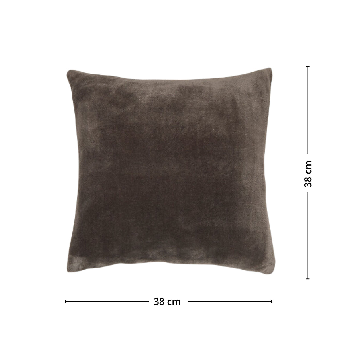 Ollis mörkgrå flanellpute med måtten 38 x 38 cm på vit bakgrund