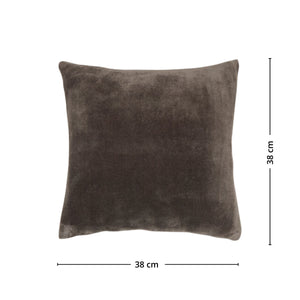 Ollis mörkgrå flanellpute med måtten 38 x 38 cm på vit bakgrund