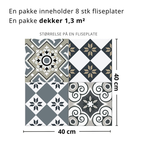 8 - pk Margaux selvklebende fliser - Lindas Dekor Fliser