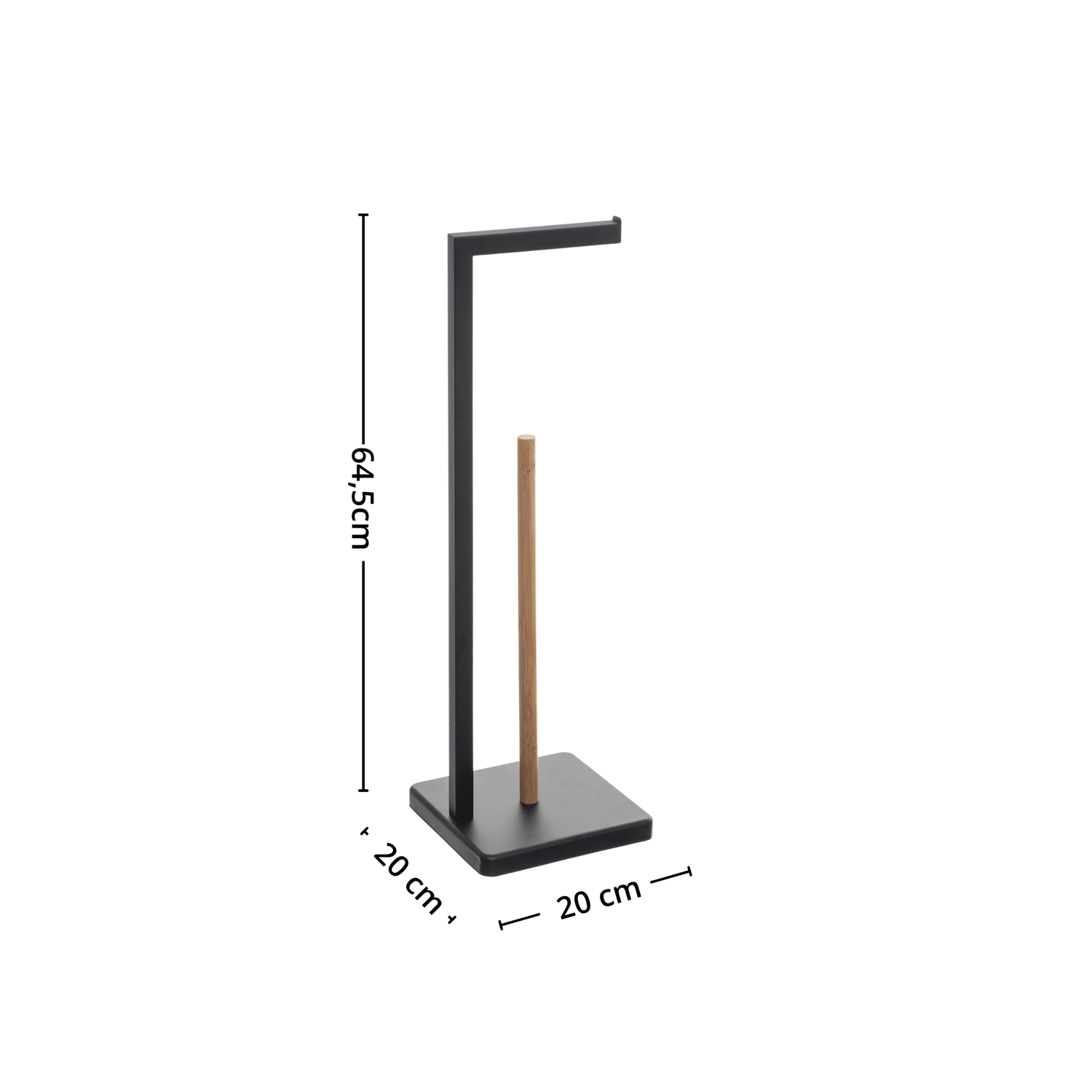 Natureo toalettpapirholder med mål på 20 cm bredde, 20 cm dybde og 64,5 cm høyde