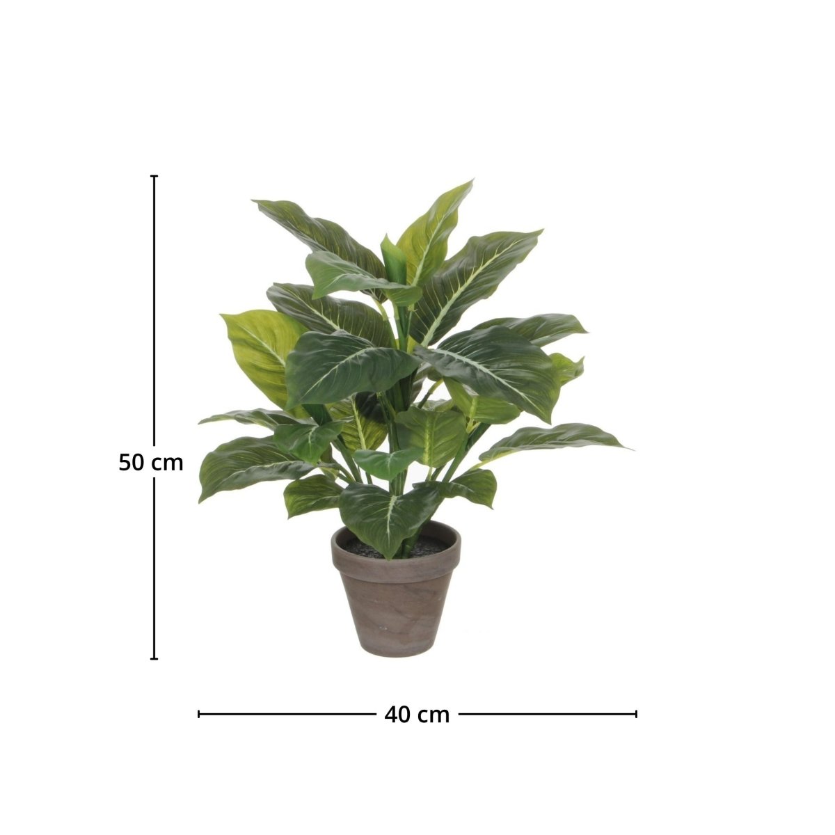 Evergreen kunstig plante grønn grå 49 cm med potte - Lindas Dekor Kunstige planter