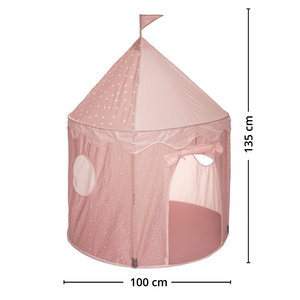 Rosa popup leketelt for barn med mål 100 cm i diameter og 135 cm i høyde
