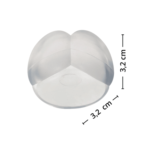 Transparent hjørnebeskytter med mål 3,2 x 3,2 cm for bord, kommode og andre møbler