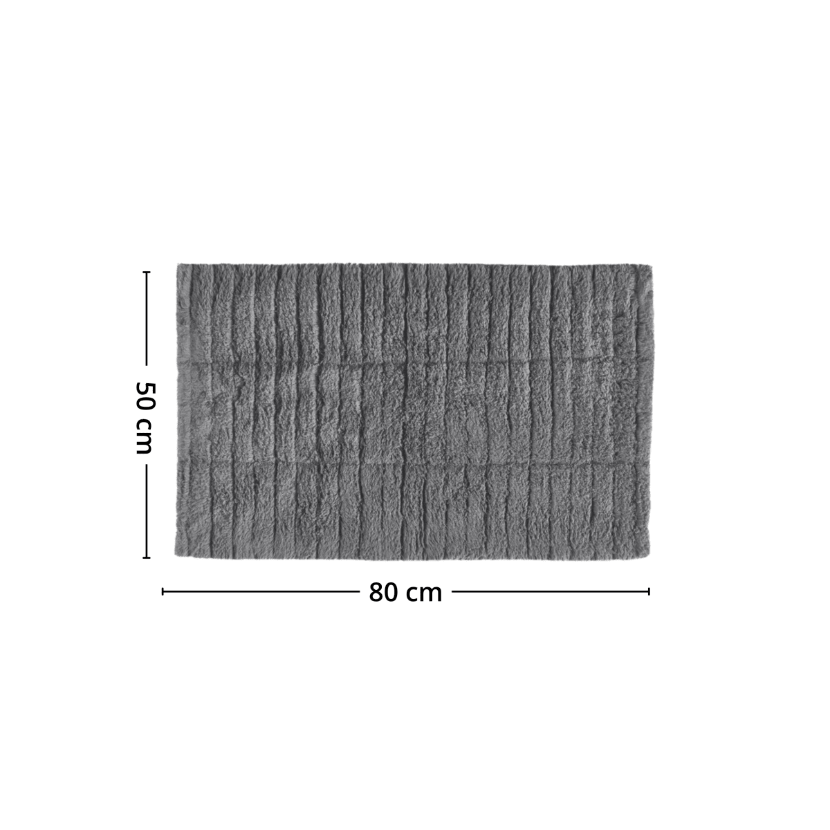 Grå baderomsmatte Tiles med mål på 80 x 50 cm. - Lindas dekor