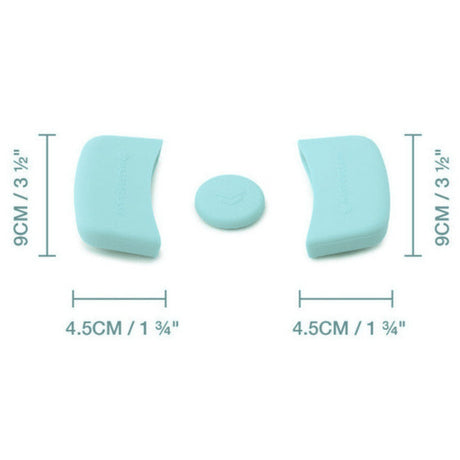 Sett med 3 lyseblå silikonhåndtakstrekk til gryter og kasseroller – MasterClass

