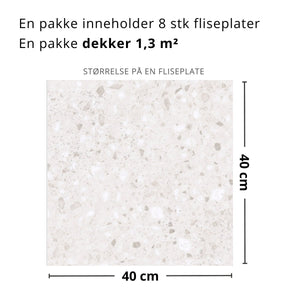 8 - pk Lisboa Terrazzo hvit selvklebende fliser - Lindas Dekor