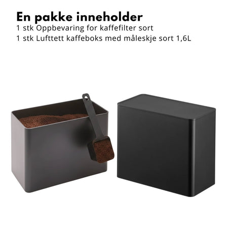 Yamazaki kaffesett i sort med kaffeboks, filterholder og måleskje