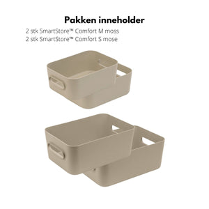 Startpakke Comfort oppbevaringskurv mose 4 deler - Lindas Dekor Oppbevaringsboks