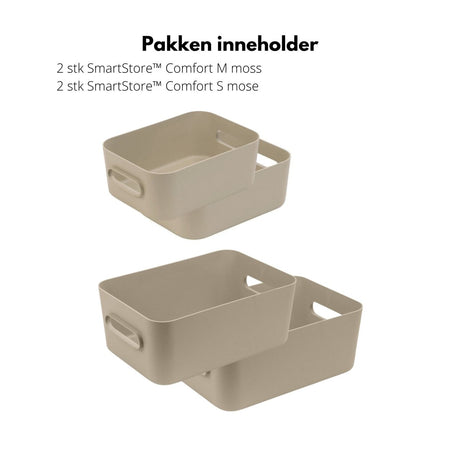Startpakke Comfort oppbevaringskurv mose 4 deler - Lindas Dekor Oppbevaringsboks