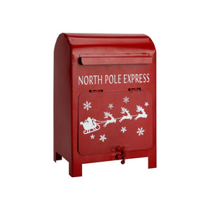 Röda julpostkasser i metall med julmotiv