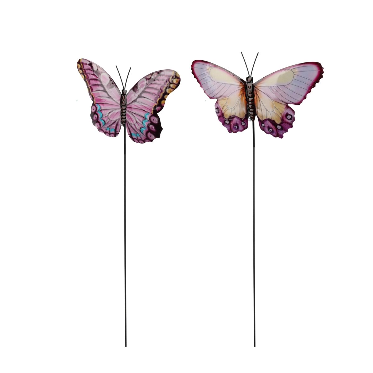 Blomsterpinner med sommerfugl i rosa og lilla 2 pk