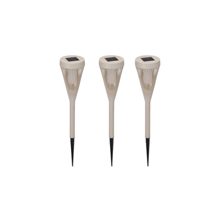 3 pk beige solcellelykt til hage og uteplass