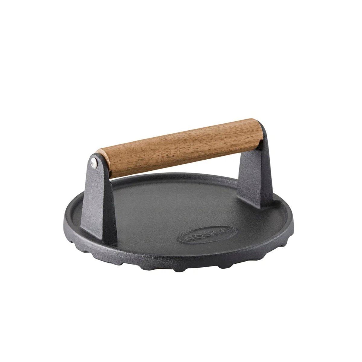 Grillpresse Støpejern/valnøtt - tre 17,7 x 7,5 cm - Lindas Dekor