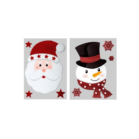 Julesticker nisse og snømann med glitter 29 x 40 cm - Lindas Dekor Wallstickers