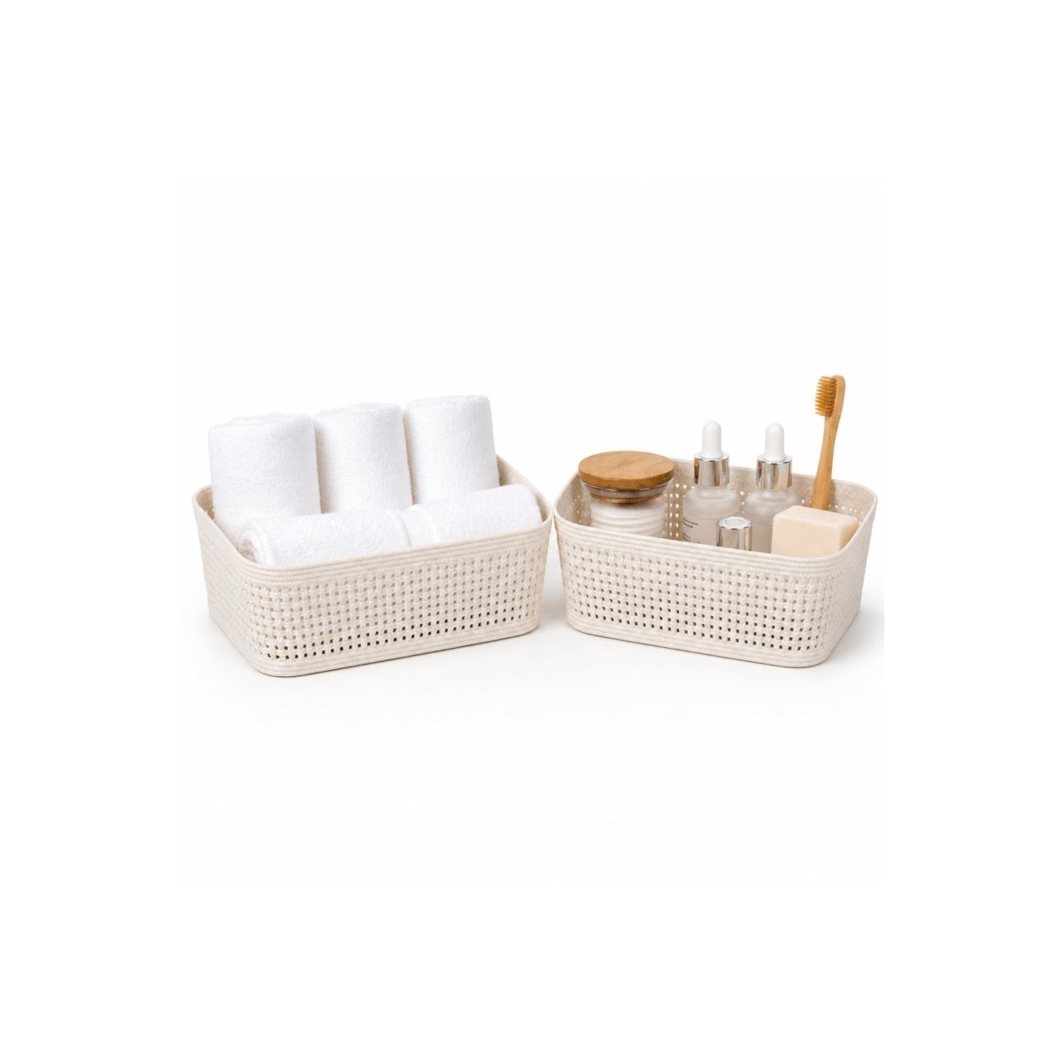 2 - pk Oppbevaringskurv sandfarget 19 x 13,5 x 6 cm - Lindas Dekor