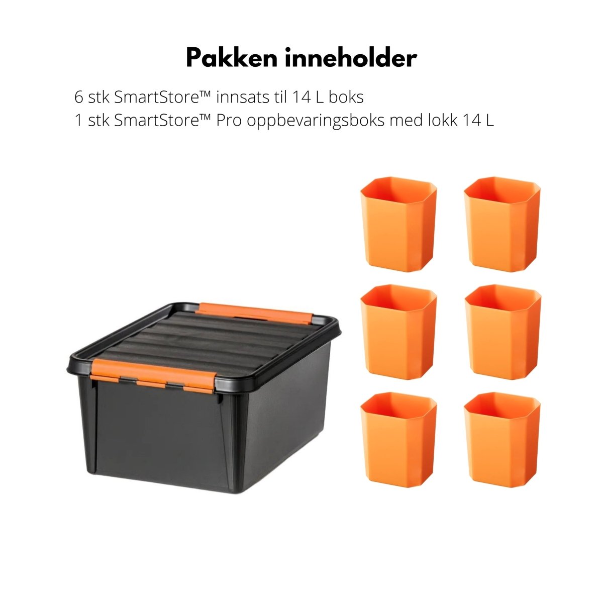 SmartStore Pro oppbevaringsboks 14 liter med lokk og 6 innsatser