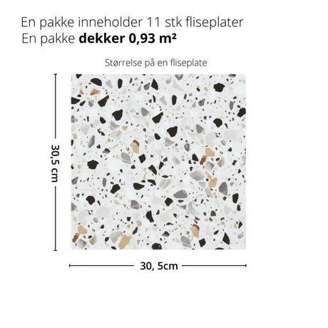 Målbilde av Sirocco Soft Terrazzo gulvflis på 30,5 x 30,5 cm. - Lindas dekor