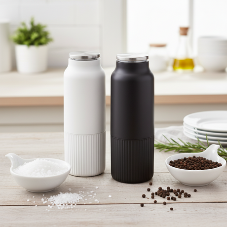 salt og pepperkvernsett svart og hvit 16,5 cm moderne kjøkken