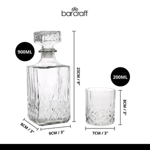 Karaffelsätt i frostat glas med fyra whiskyglas - Lindas Dekor Dricksätt