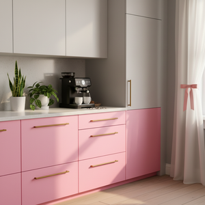 Selvklebende rosa folie til kjøkkenfronter – moderne oppussing uten å bytte skap