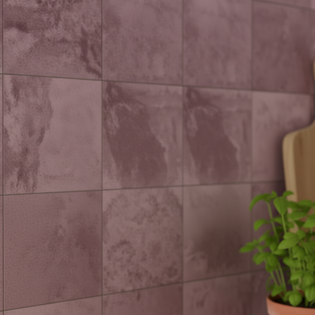 Fleksible vinylfliser i rosafarget naturstein design til bad