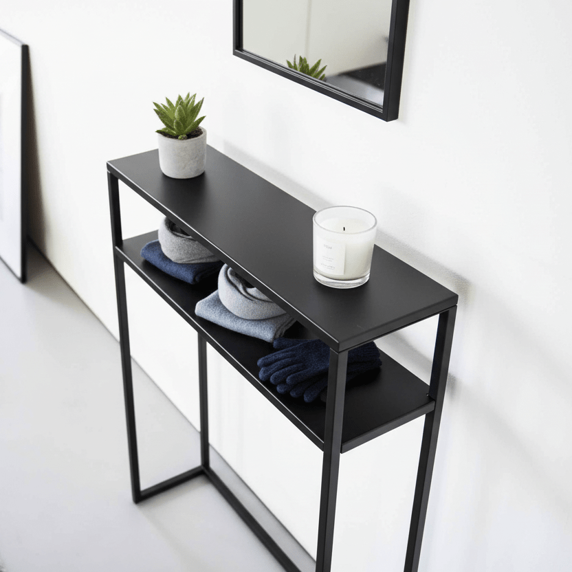 Konsollbord sort med hylle 60 x 80,2 cm - Lindas Dekor