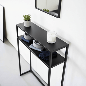 Konsollbord sort med hylle 60 x 80,2 cm - Lindas Dekor