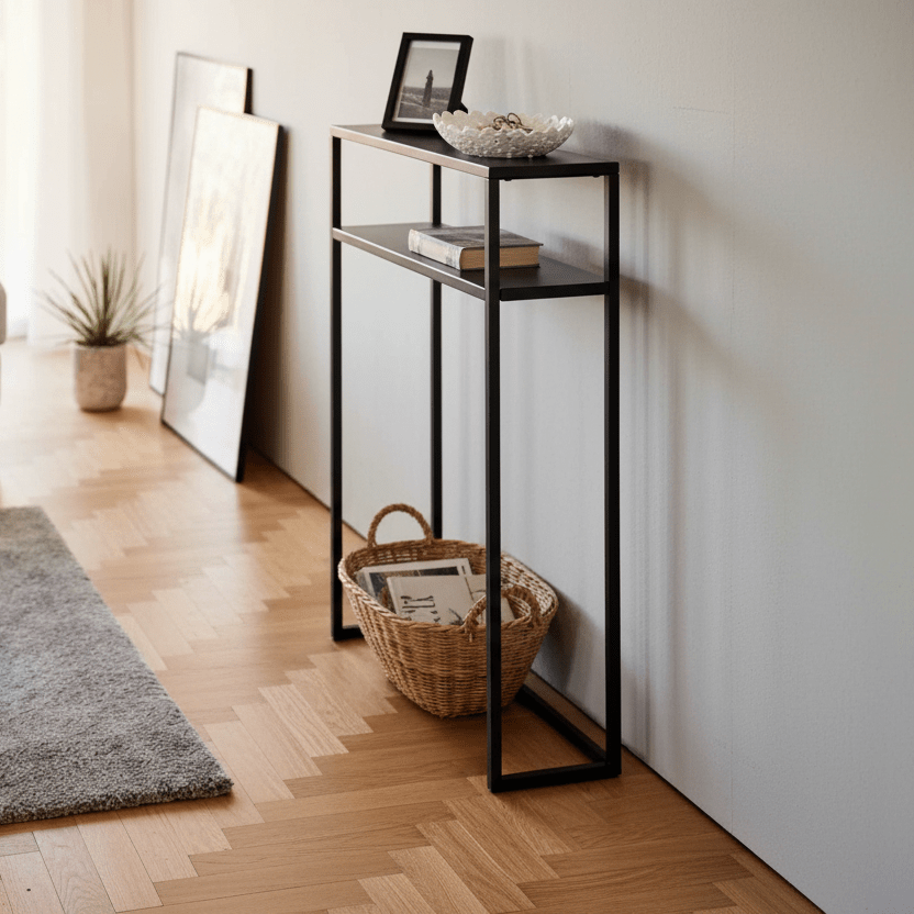 Konsollbord sort med hylle 60 x 80,2 cm - Lindas Dekor