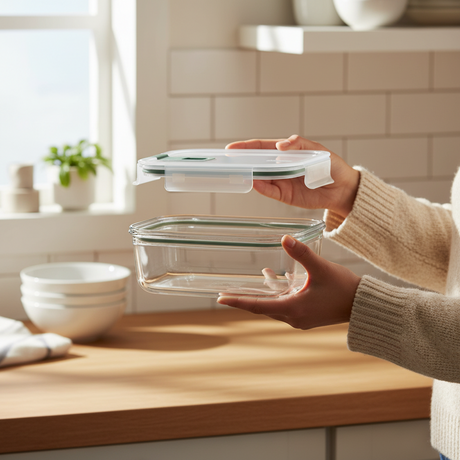 Stablebar oppbevaringsboks i glass Nordic sage