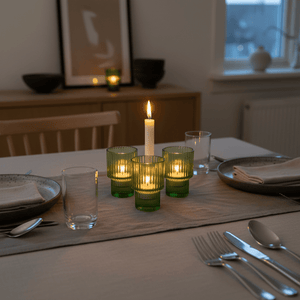 Vendbar lysestake grønn 8,8 cm - Lindas Dekor