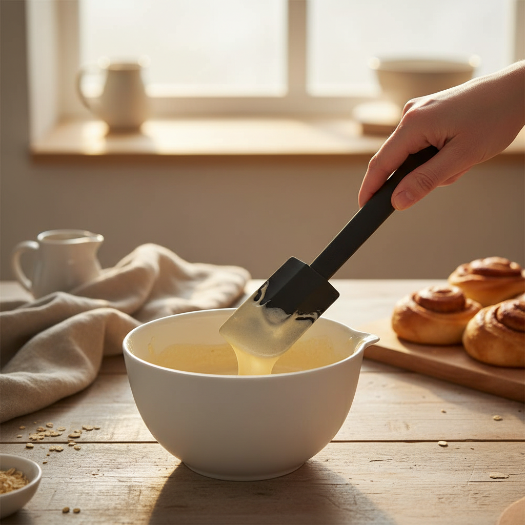 Sort silikon slikkepott med opphengshull til kjøkkenbruk