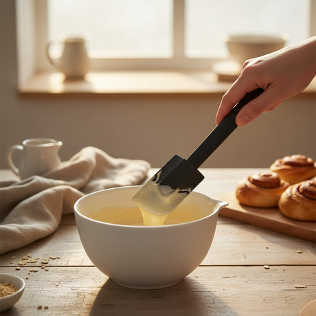 Sort silikon slikkepott med opphengshull til kjøkkenbruk