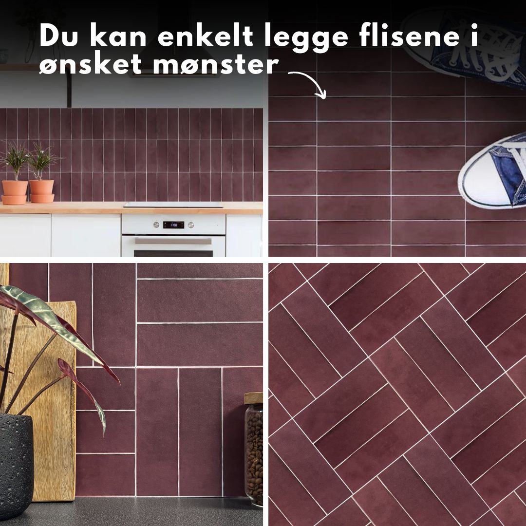 Katja vinrød selvklebende fliser