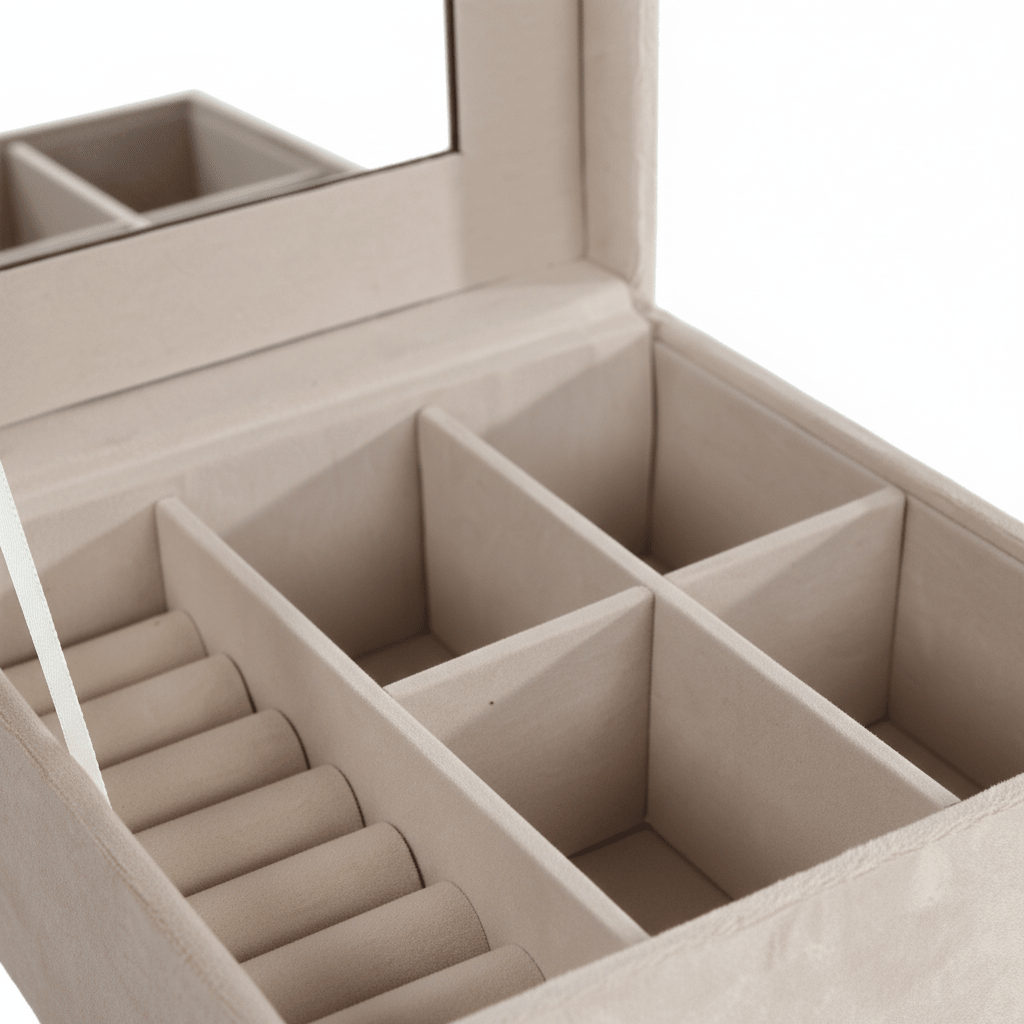 Smykkeskrin velur med speil 25 x 16 x 8 cm - Lindas Dekor